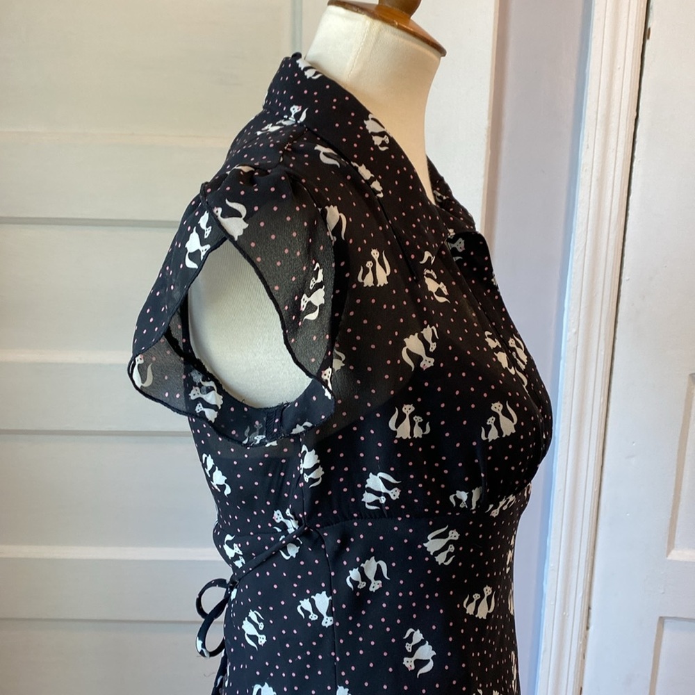 Speechless Black Dress with White Cats, Size 7 - Picture 10 of 16